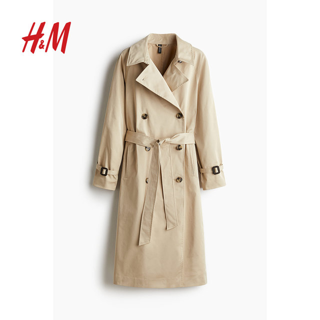HM Women's Trench Coat 2025 Autumn New Twill Trench Coat 1259407
