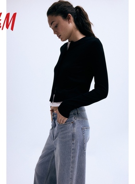 H&M复古慵懒短款针织衫