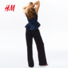 HM women's pants 2026 summer new style breathable straight low-waist linen blended drawstring trousers 1313708