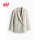 HM ຊຸດແມ່ຍິງ summer commuting texture ວິທະຍາໄລແບບ double-breasted flat lapel ເສື້ອ jacket ວ່າງ 1232584