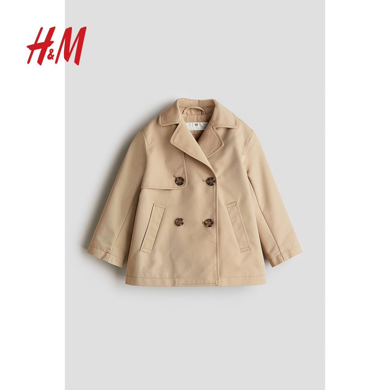 HM童装儿童女童外套冬季短风衣双排扣斜纹驳领夹克1236923,淘宝优惠券,粉丝福利购,淘宝优惠卷