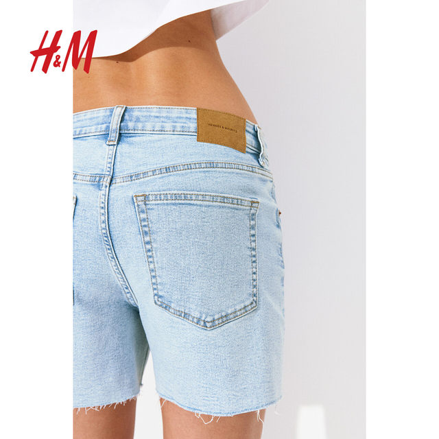 HM women's jeans summer high-waist straight trend casual raw edge lazy fashionable hot girl shorts 1220489