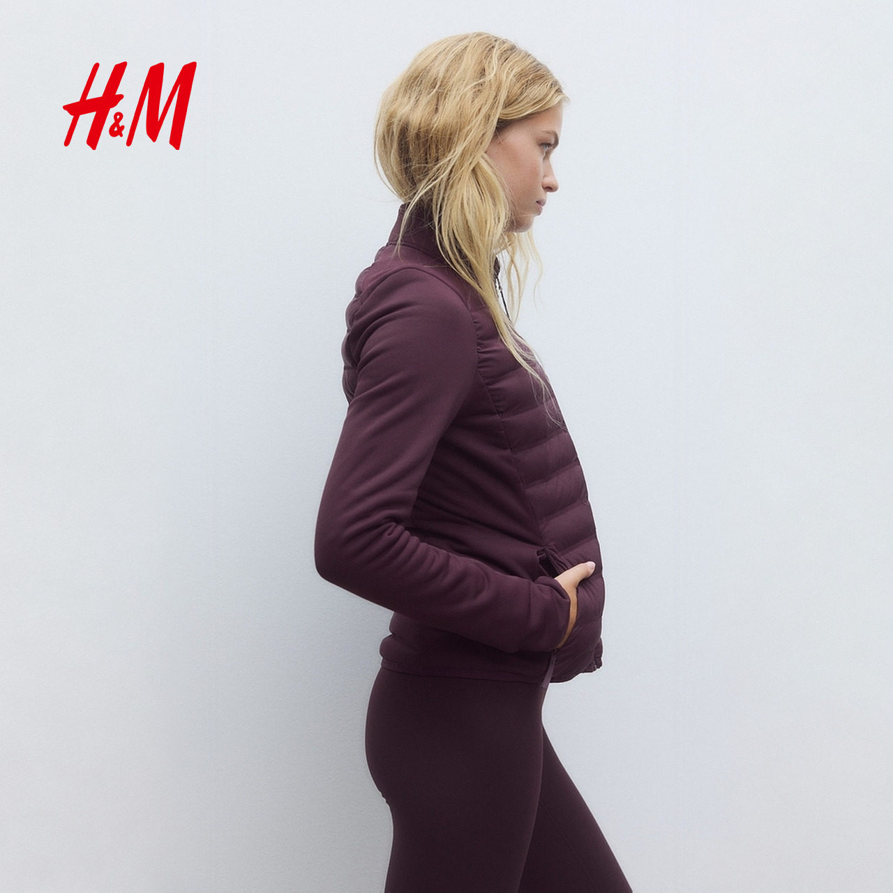 【H&M MOVE ThermoMove™】女装运动夹克冬季梅红色外套1283775,淘宝优惠券,粉丝福利购,淘宝优惠卷