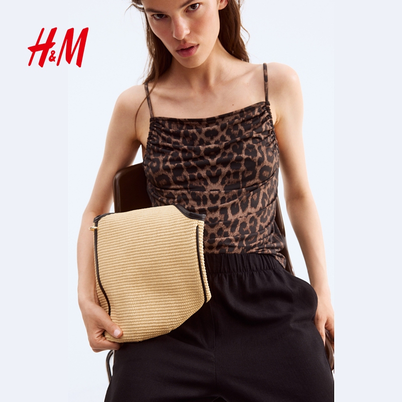 HM2025夏季新款女装时尚休闲百搭褶皱绑带上衣1290225