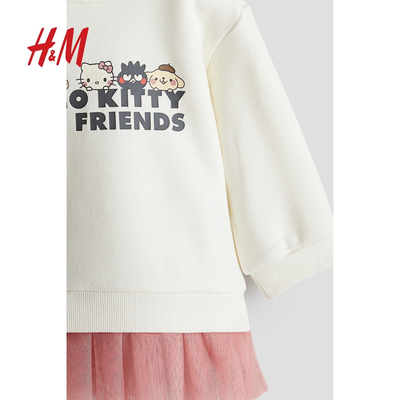 【三丽鸥系列】HM童装女婴裙子Hello Kitty薄纱裙摆卫衣裙1268859 - 图3