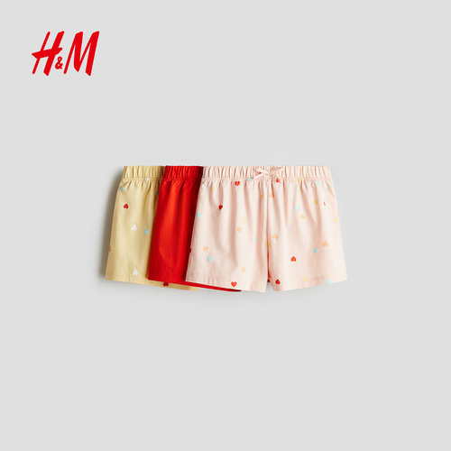 HM裤子2025年冬季新款童装儿童女童3条装棉质短裤1282748 - 图2