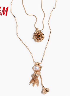 HM2026春季新款女士双股式吊坠项链1348680