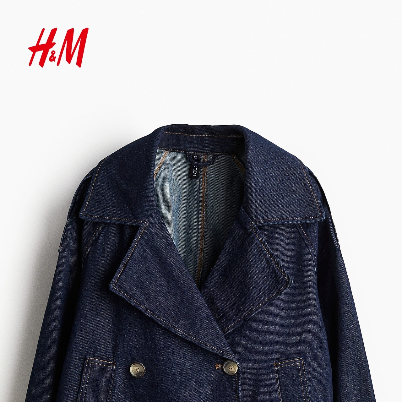 HM女装短外套冬季设计感廓形休闲双排扣大廓形长袖短风衣1250175,淘宝优惠券,粉丝福利购,淘宝优惠卷