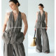 Mogas linen textured drawstring vest ກາງເກງຂາຊື່