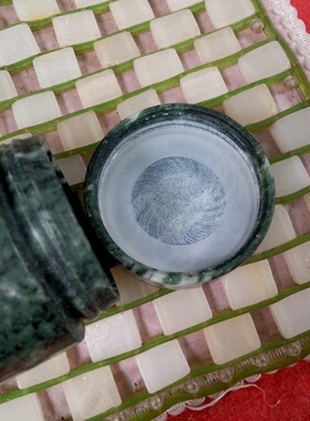 天然鲁山玉茶杯玉石水杯子双层茶鲁山绿玉石茶杯