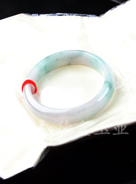 缅甸翡翠玉手镯 翡翠AB货玉镯 飘蓝花B货翡翠玉镯 红纸包手镯