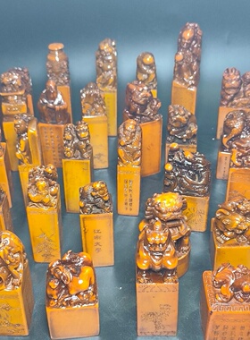 仿寿山石雕做旧田黄石三阳开泰印章风水玄关摆件玉石观赏奇石
