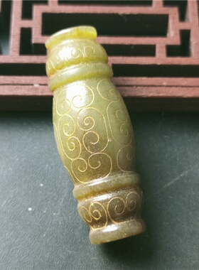 珠宝玉器和田玉雕刻回纹祥云纹勒子腰鼓珠DIY配饰吊坠挂件批发