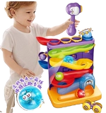 Двусторонная радужная игрушка, барабаны, инерционная игрушечная машина с рельсами, горка, пингвин