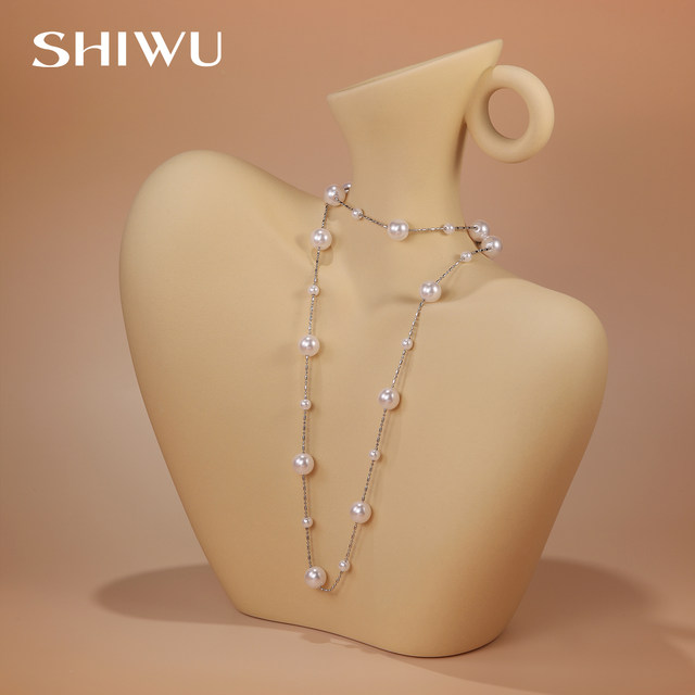 Large and small beads gypsophila pearl necklace long sweater chain