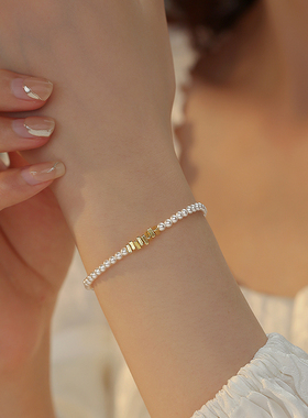 饰悟银饰女碎银子珍珠手链女手串