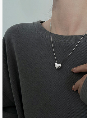 饰悟银饰纯银爱心项链ins甜酷