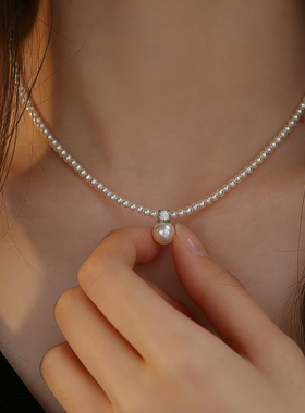 戴妃款小米珠珍珠项链女2026新款串珠珍珠颈链项链锁骨链轻奢小众