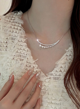 珍珠镶钻微笑锁骨链2026新款