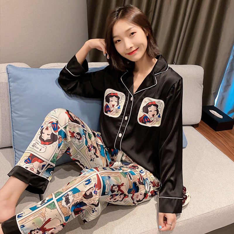白雪公主冰丝女春秋冬季长袖睡衣 pkk睡衣/家居服套装