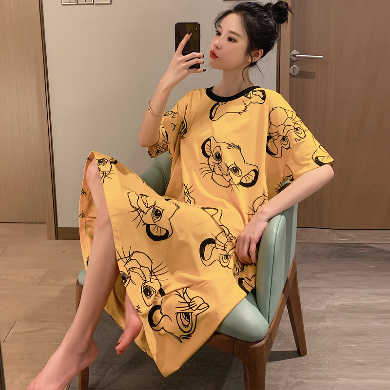 夏季纯棉过膝长款脚踝宽松孕妇睡裙 pkk睡裙