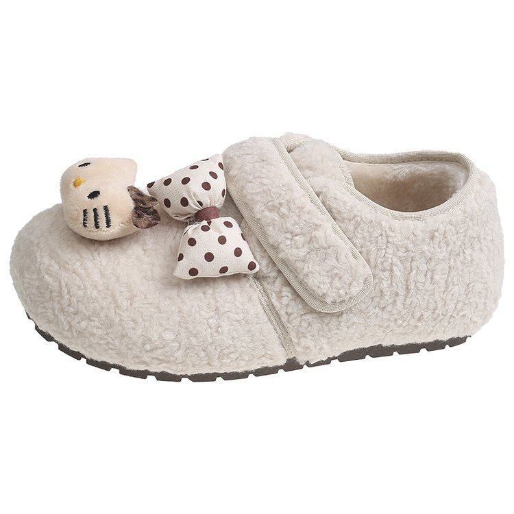 冬季新款KT猫卡通毛毛鞋女保暖2025居家舒适棉鞋魔术贴懒人鞋蝴蝶,淘宝优惠券,粉丝福利购,淘宝优惠卷