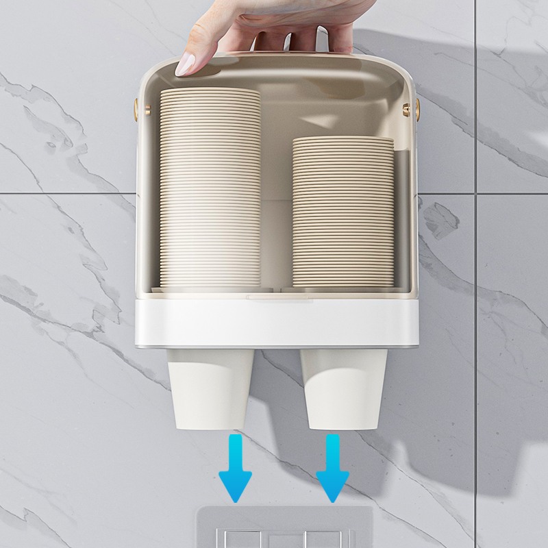 一次性杯子取杯器家用壁挂式纸杯取杯架防尘免打孔杯子收纳置物架 - 图2