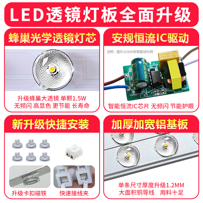 灯带led灯条长条客厅灯改装光源卧室吸顶灯替换灯带超亮灯盘灯芯