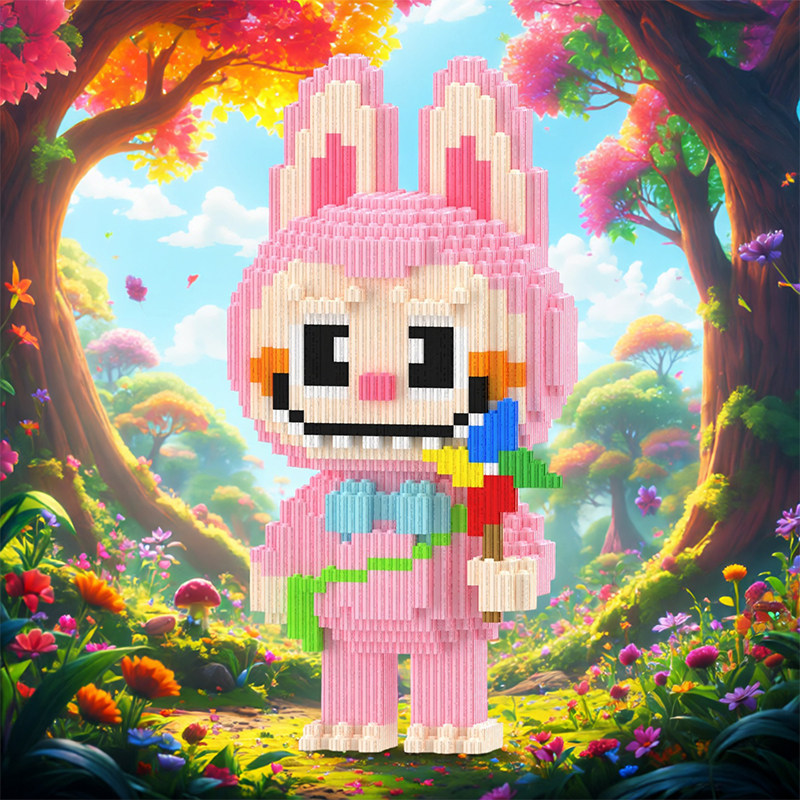 拉布布乐积木高猫头鹰拼装微小颗粒labubu益智儿童玩具拼图简易款,淘宝优惠券,粉丝福利购,淘宝优惠卷