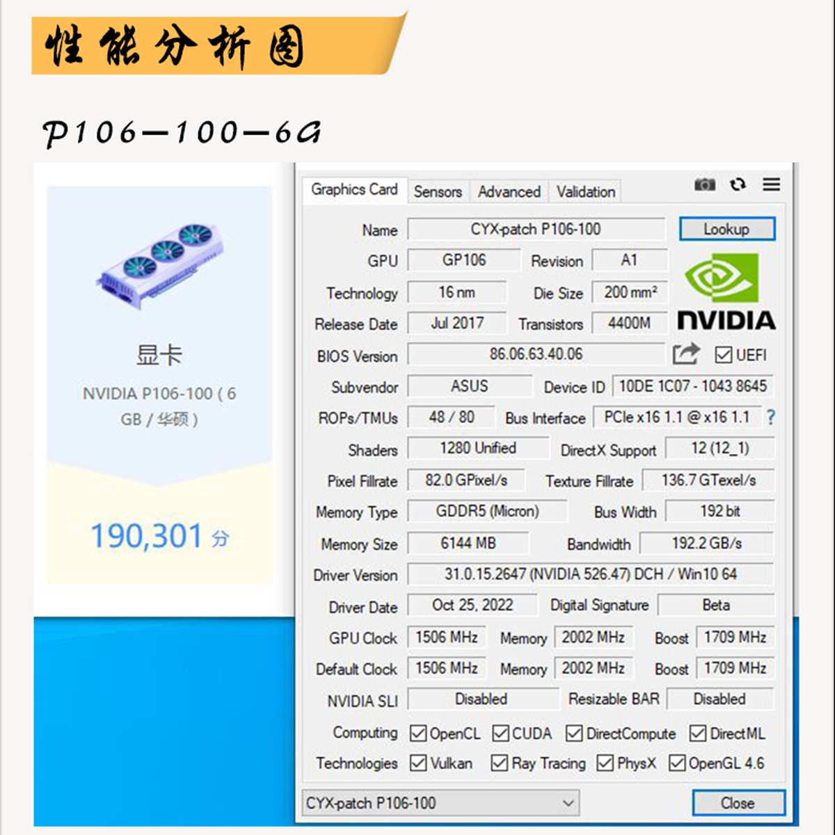 拆机索泰影驰P106-90 3G-100 6G魔改驱动独立游戏显卡七彩虹30HX-图2