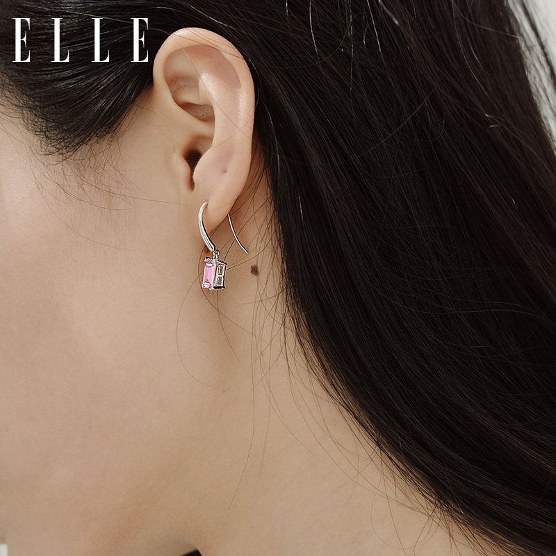elle方糖大颗彩宝小众简约气质耳环 elle饰品耳环
