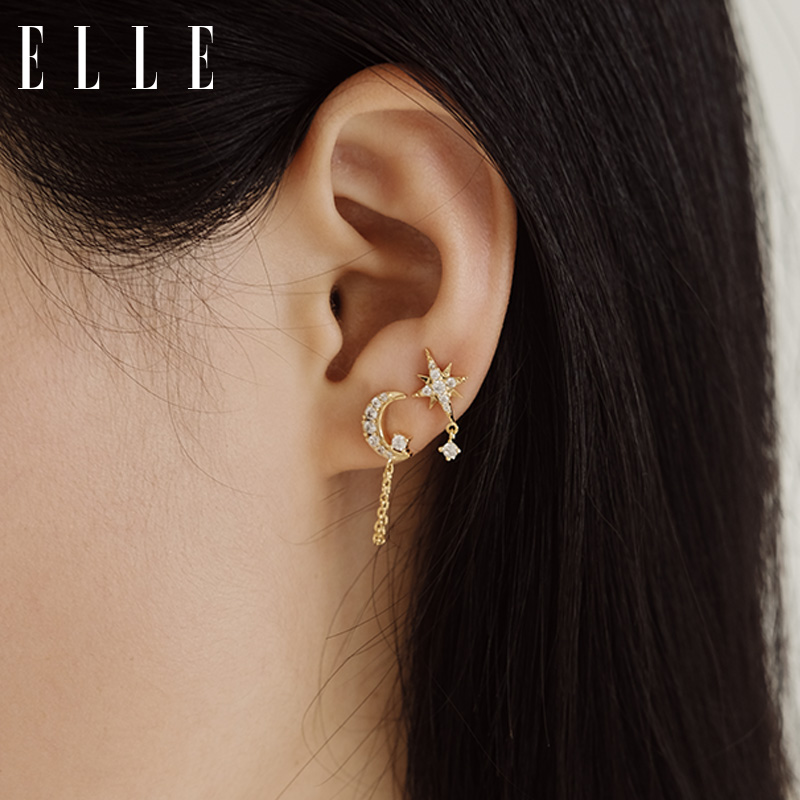 ELLE塔罗系列星月耳环不对称长款轻奢高级感耳饰设计感女母亲节礼