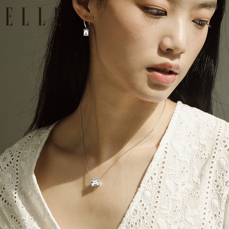 elle方糖大颗彩色宝石秋冬毛衣链 elle饰品项链