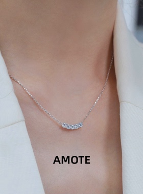 AMOTE《一抹微恋》微笑项链女S925银笑脸锁骨链轻奢高级感送女友