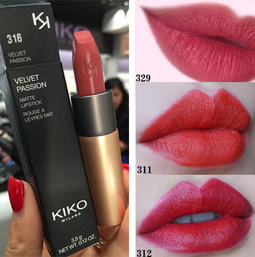 Kiko Lipstick 3 Series Matte Gold Tube 304 316 329 330 Velvet Passion Matte Spot