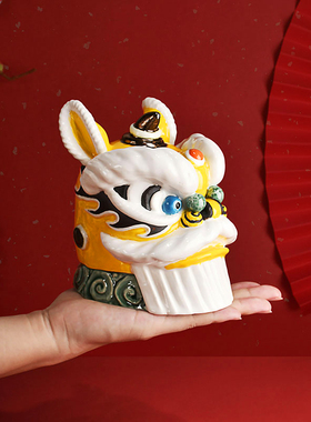 陶瓷摆件新中式岭南醒狮礼品