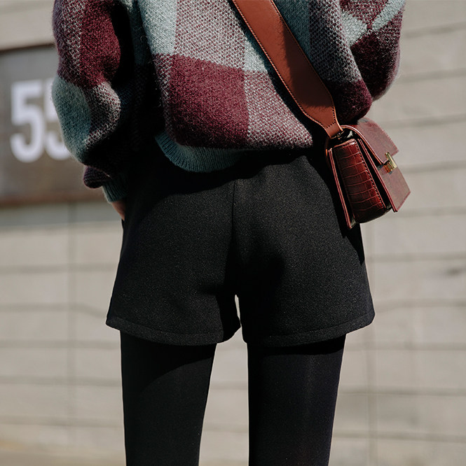 毛呢女秋冬款外穿2020新款松紧短裤 欧莱哲休闲裤