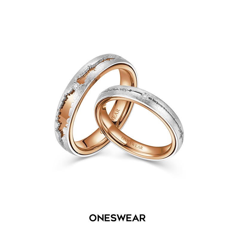 ONE SWEAR/梵誓恋声18K双色金声波语音定制情侣对戒 个性结婚戒指 - 图3