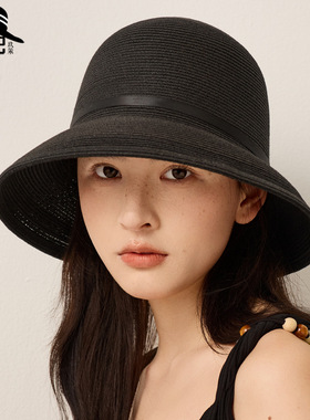 法式赫本风草帽女士夏季韩版百搭草编遮阳帽海边度假防晒渔夫帽子
