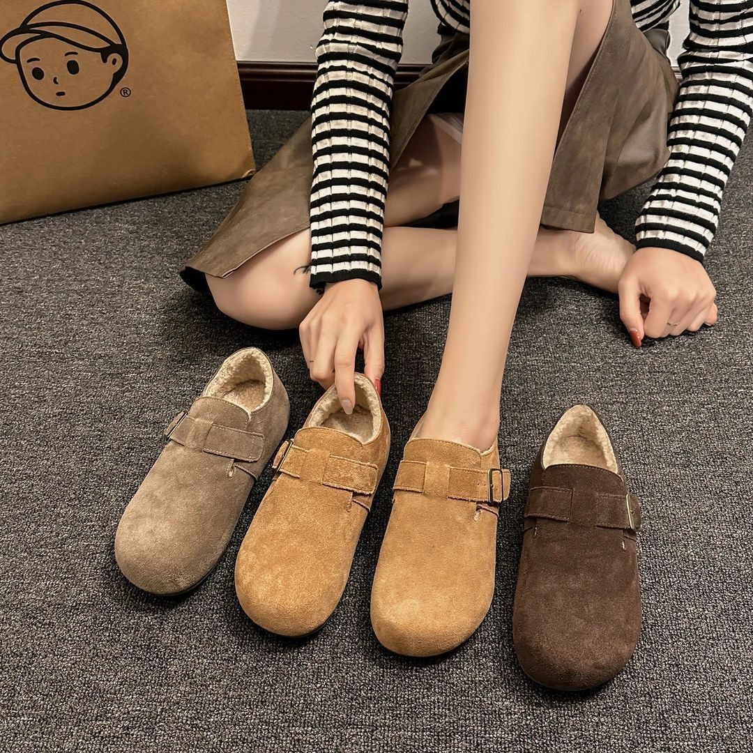 品牌皮毛一体勃肯鞋女冬加绒保暖毛毛鞋平底一脚蹬棉鞋百搭休闲鞋,淘宝优惠券,粉丝福利购,淘宝优惠卷