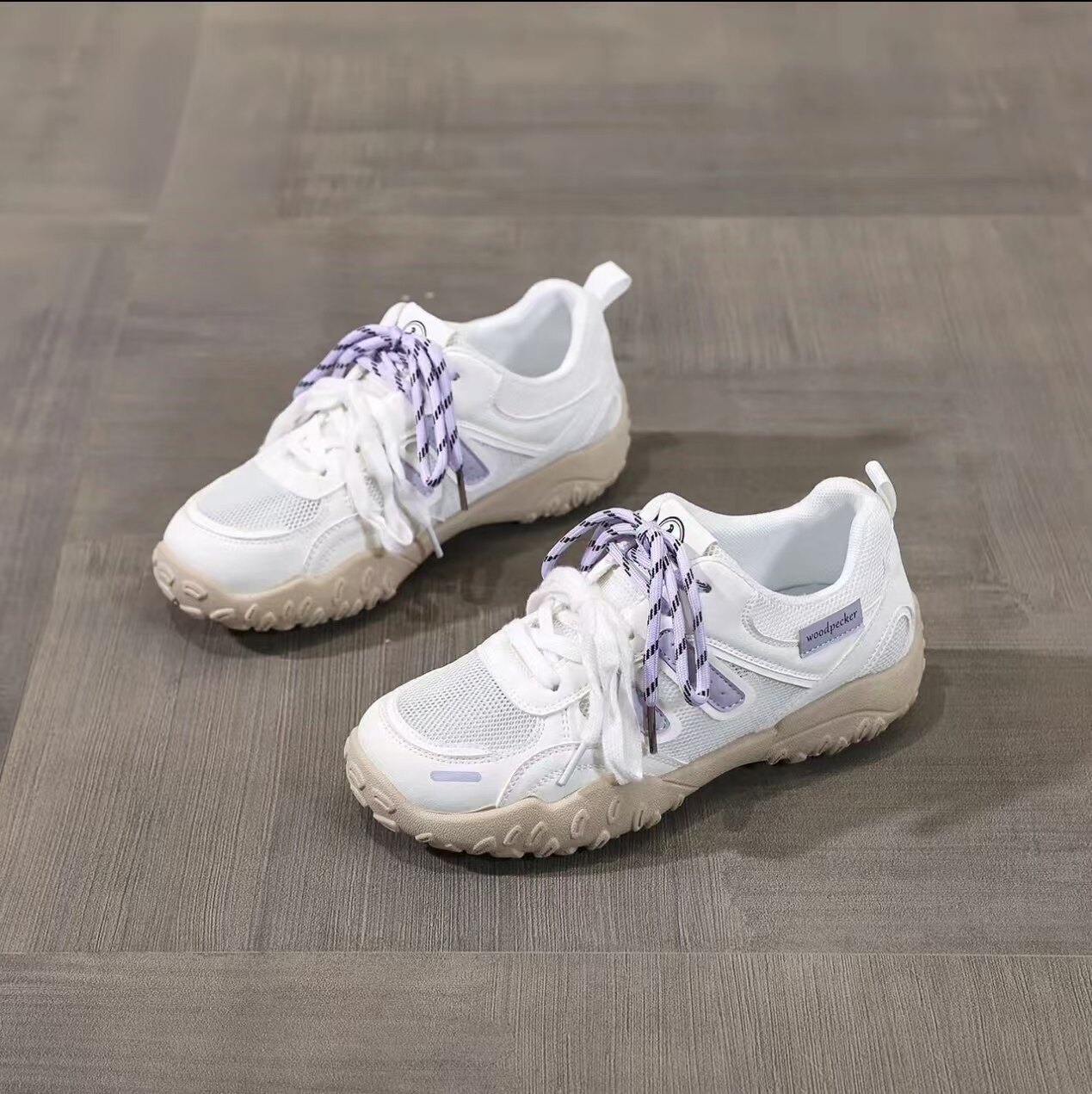 胖东来品牌网面真皮时尚德训鞋女2025夏新款透气软底休闲运动鞋女