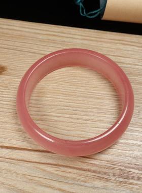 冰种西瓜红手镯粉色石英岩玉手镯