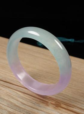 冰糯种紫罗兰飘花玉镯子石英岩玉