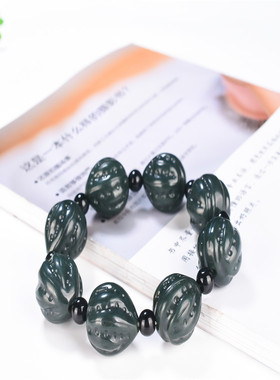 新疆和田玉青玉男款核桃手链