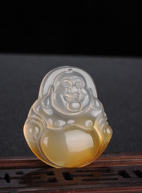 冰种挂件白色玛瑙项链玉佛吊坠