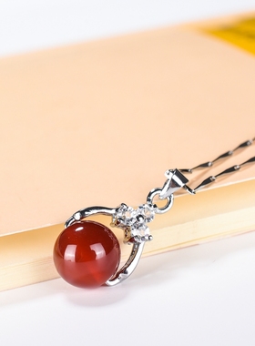 红玛瑙玉髓转运珠镶嵌路路通吊坠