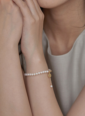 《小圆牌》4.5-5mm淡水珍珠手链