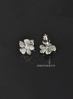 JOMEE通体S925银花朵耳钉耳饰女