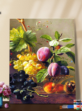 数字油画填色材料包葡萄酒餐厅画
