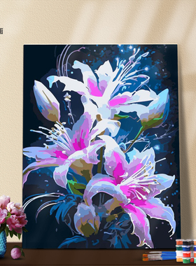 数字油画填色材料包植物水仙百合